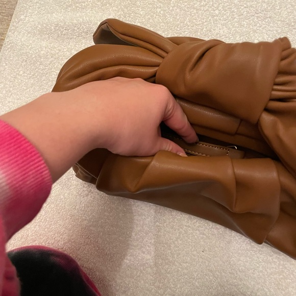 Cute Brown Leather Bow Clutch - Picture 2 of 5